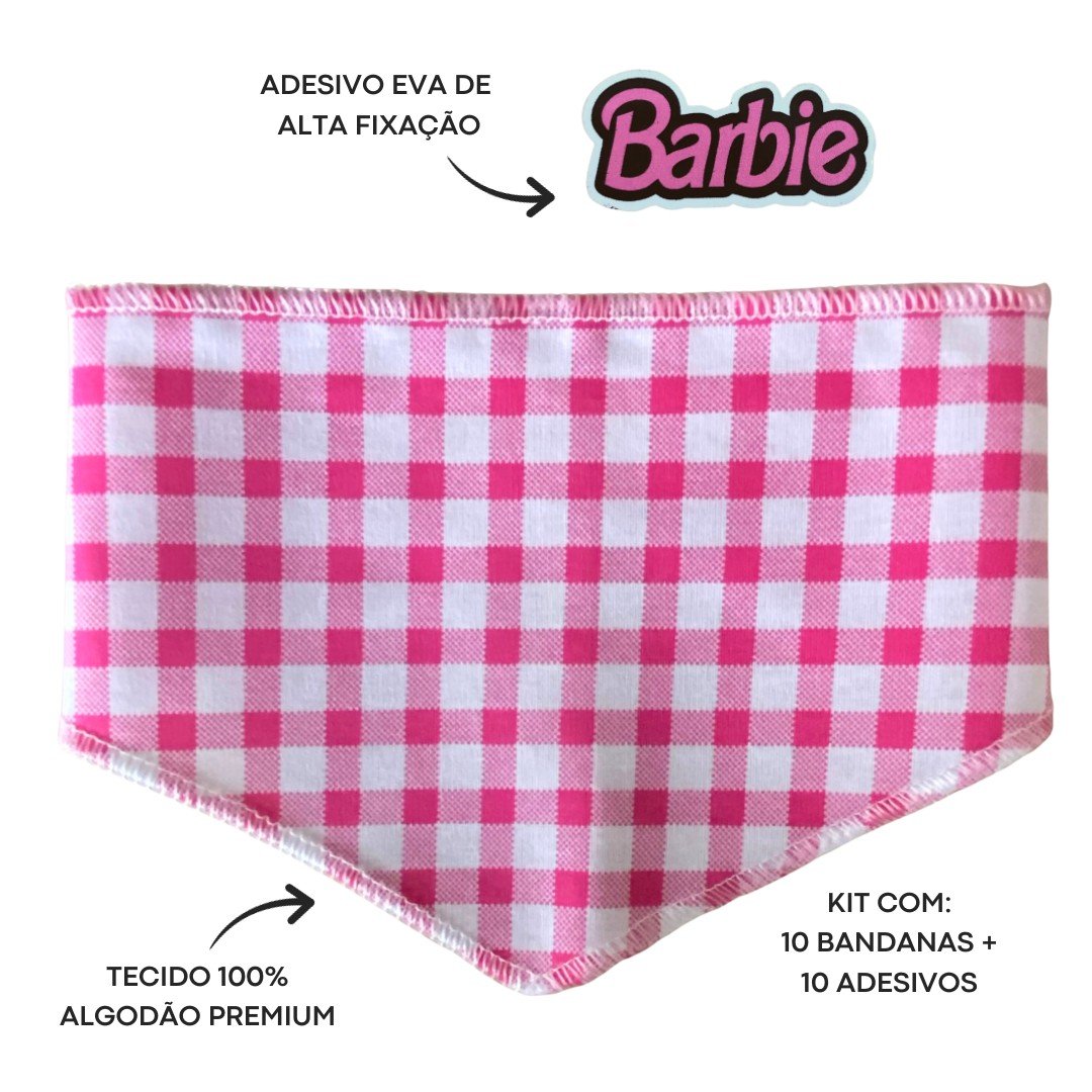 03 kit bandana m e adesivo barbie 20 un