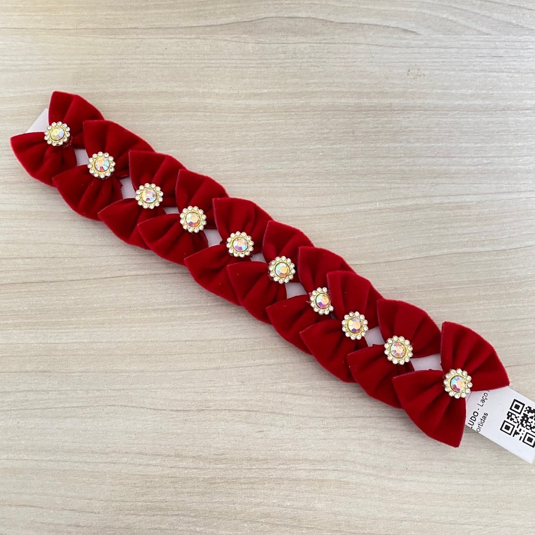 02 laco m em veludo vermelho 10 un