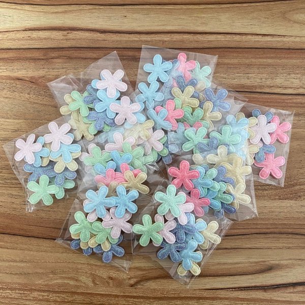 01 lacinho acolchoado flor gliter 10 un