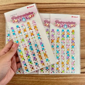 02 cartela adesiva m flor e quadrados coloridos 1 unidade