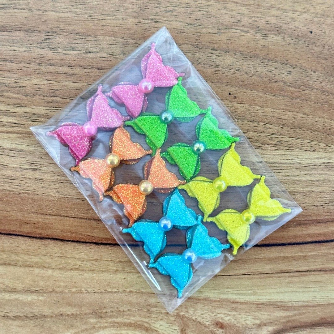 01 adesivo pet premium lacinho duplo neon gliter 10 un