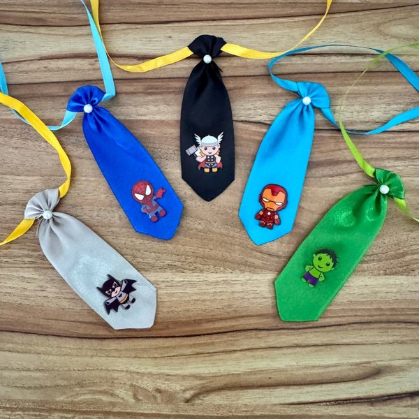 05 gravata m acrilico herois marvel 10 un