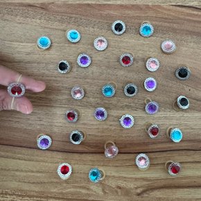 01 cristal para penteado prata e vermelho 14mm 30 un