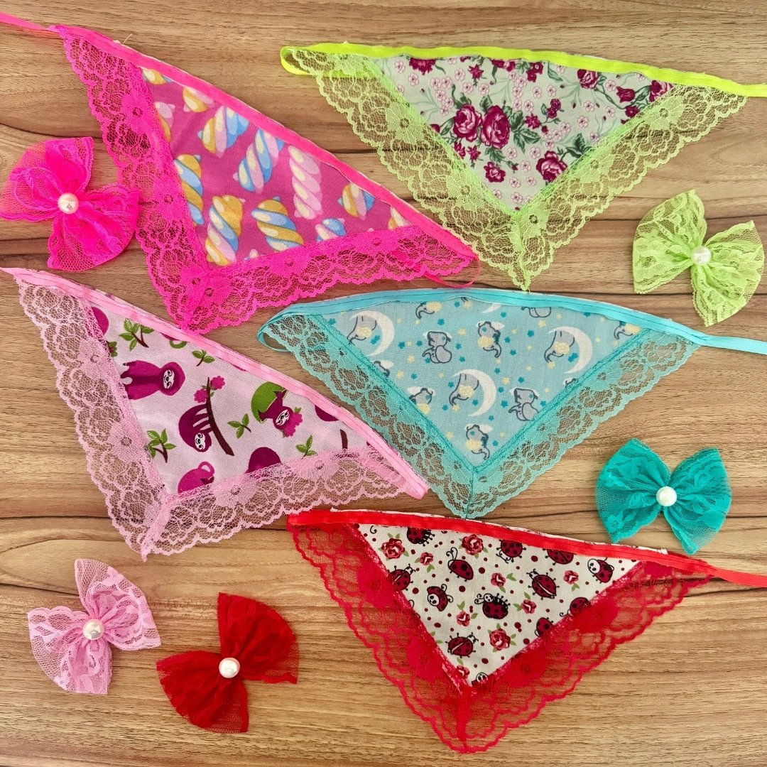 03 kit bandana renda m e laco 5 kits 10 un