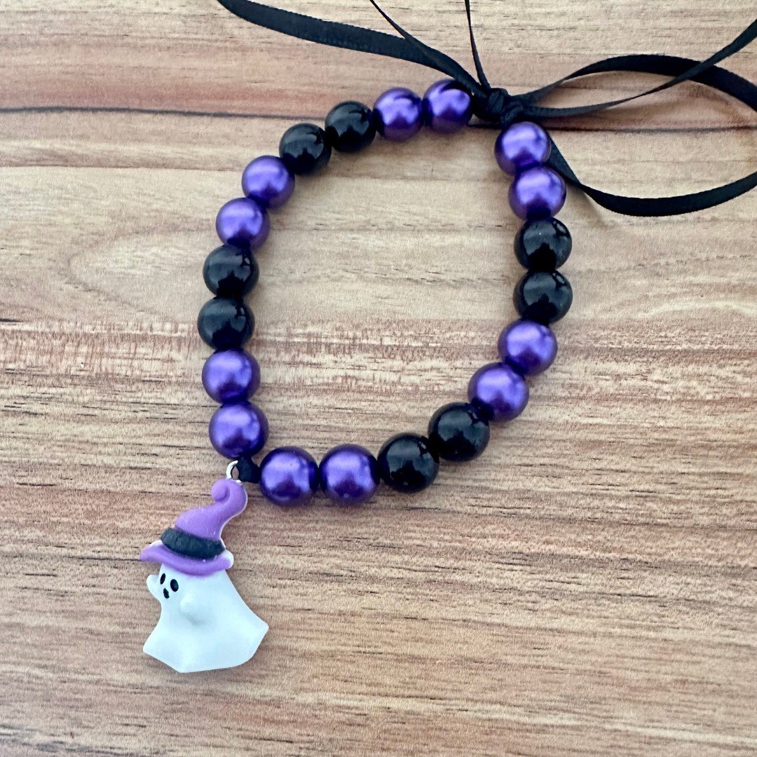 02 colar de perolas halloween fantasma preto e roxo 1 un