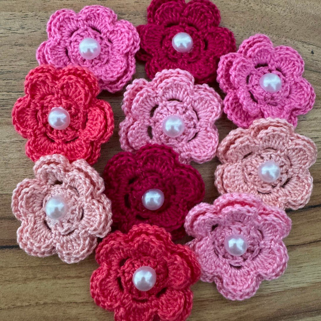03 flor croche artesanal 10 un escolha a cor