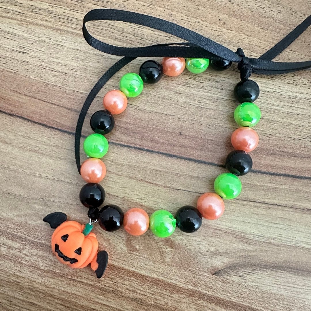 16 colar de perolas halloween fantasma preto e roxo 1 un