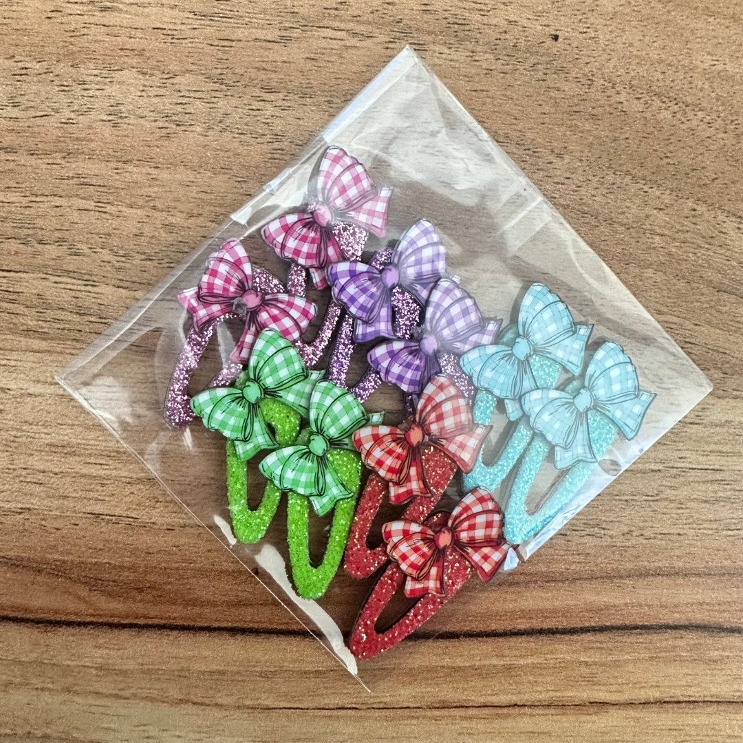 01 adesivo tic tac acrilico lacinho xadrez 10 un