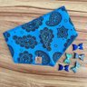 01 kit pet bandana e adesivo tribal azul lacinho 20 un p m ou g g