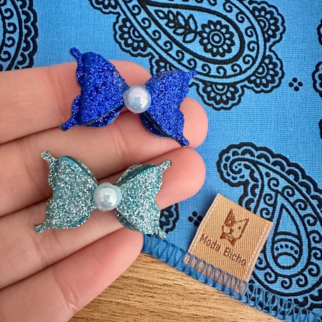 02 kit pet bandana e adesivo tribal azul lacinho 20 un p m ou g g