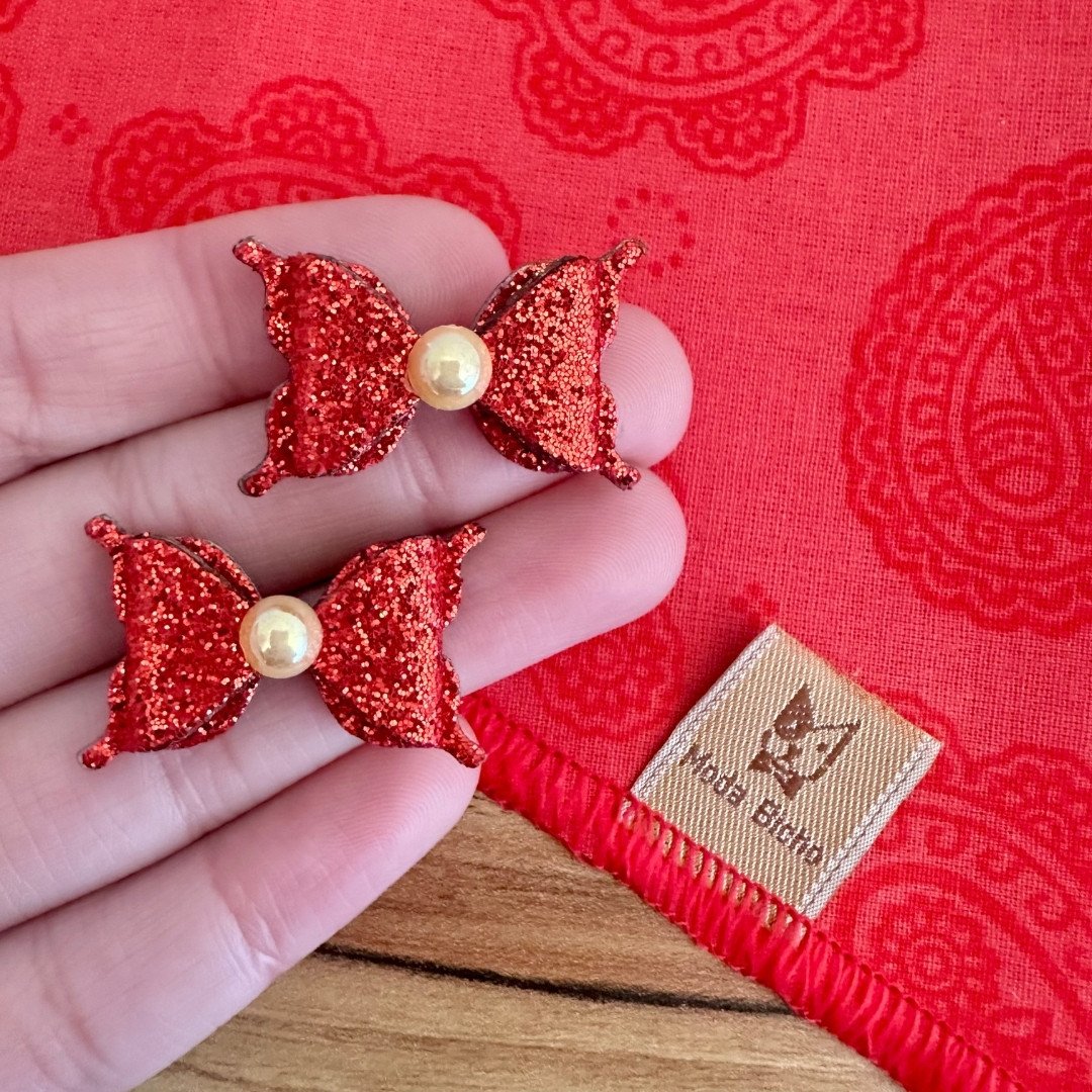 02 kit pet bandana e adesivo tribal vermelho lacinho 20 un p m ou g m