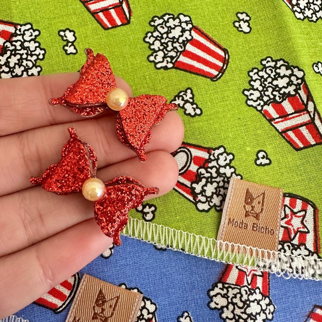 02 kit pet bandana e adesivo pipoca lacinho 20 un p m ou g g