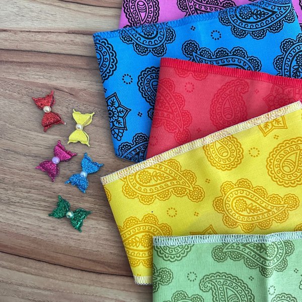 04 kit pet bandana e adesivo tribal mix lacinho 20 un p m ou g