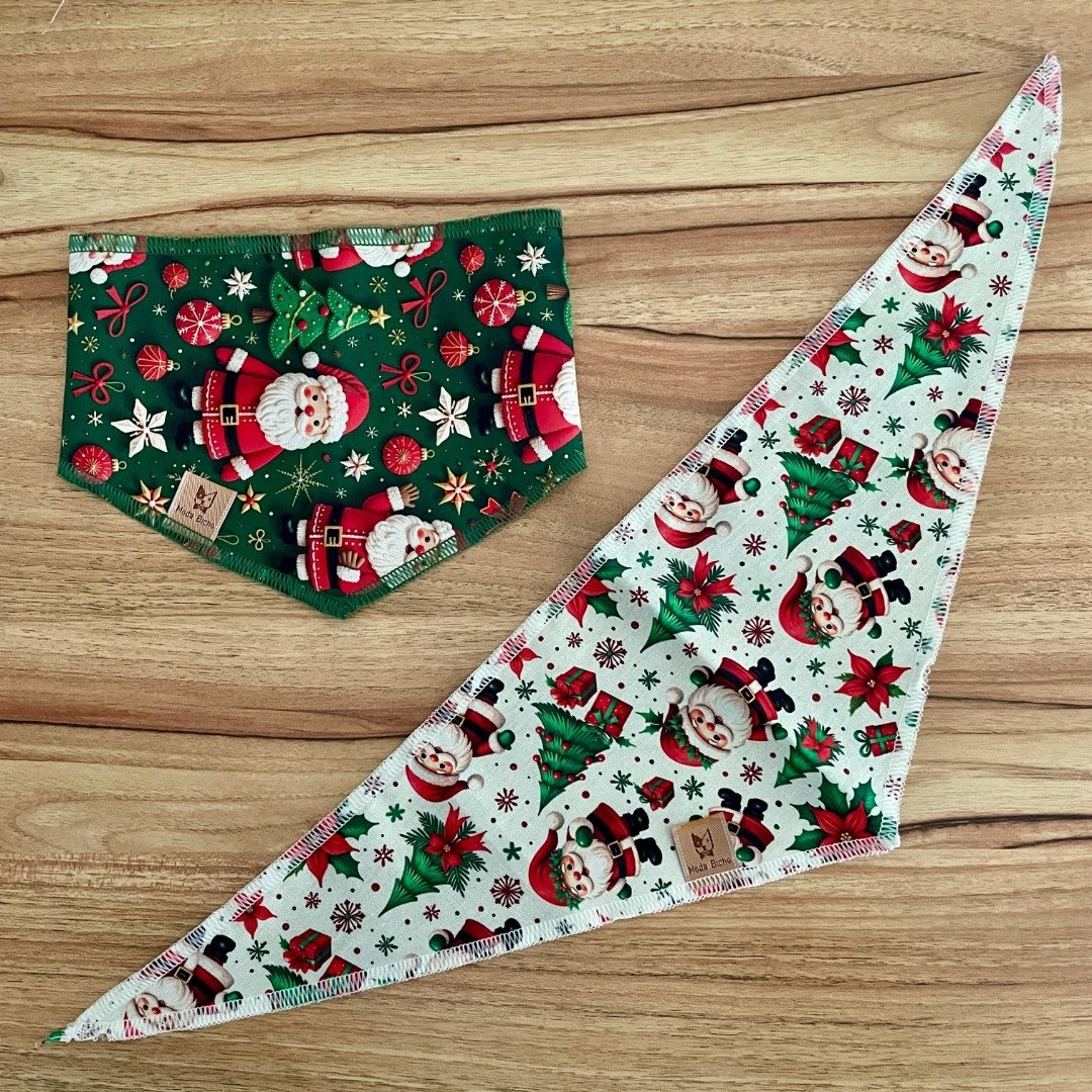 06 bandana pet natal bege papai noel 10 un m ou g
