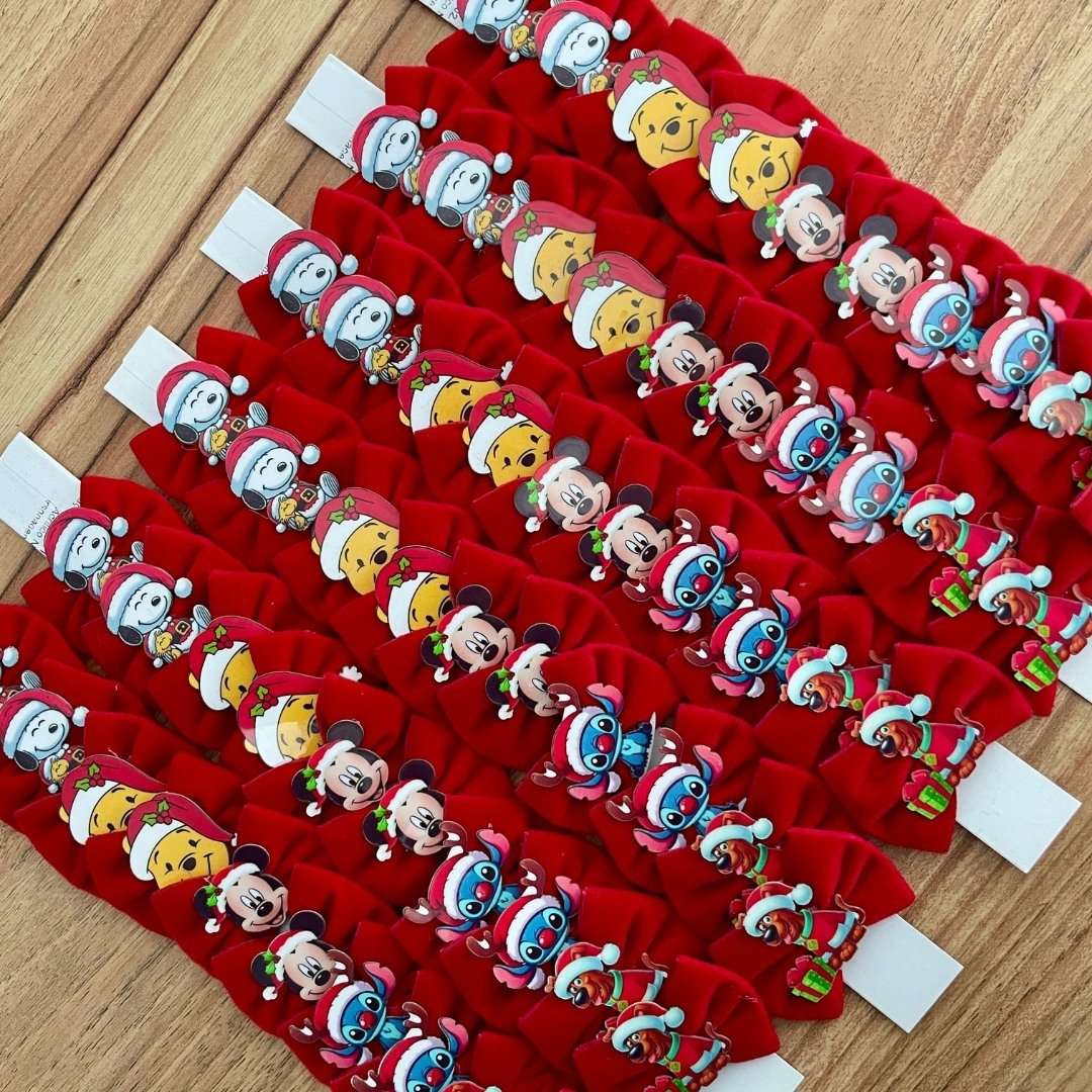 18 laco m acrilico natal fita veludo personagens 10 un