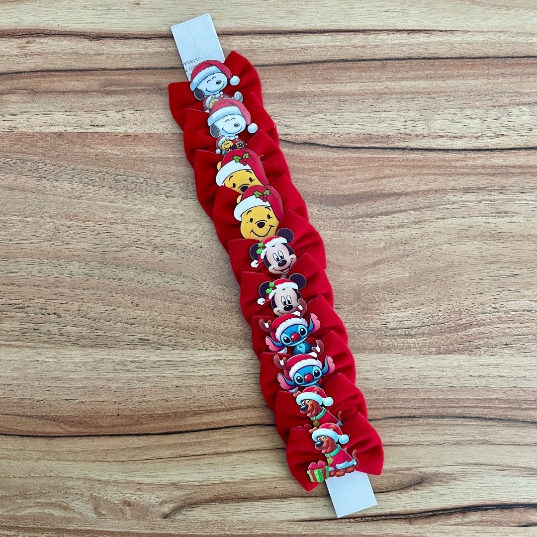 19 laco m acrilico natal fita veludo personagens 10 un