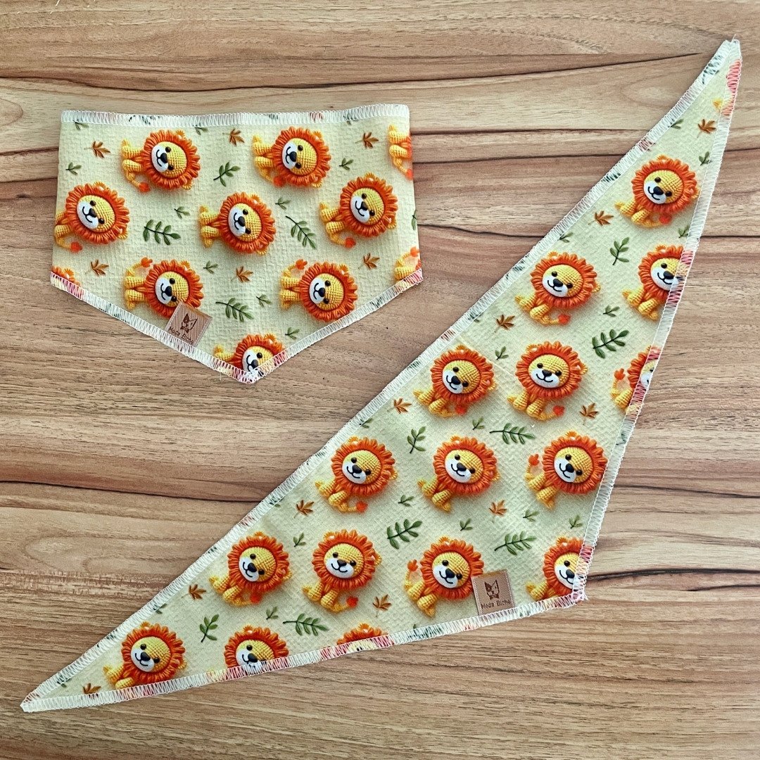 01 bandana pet leao croche 10 un p m ou g m