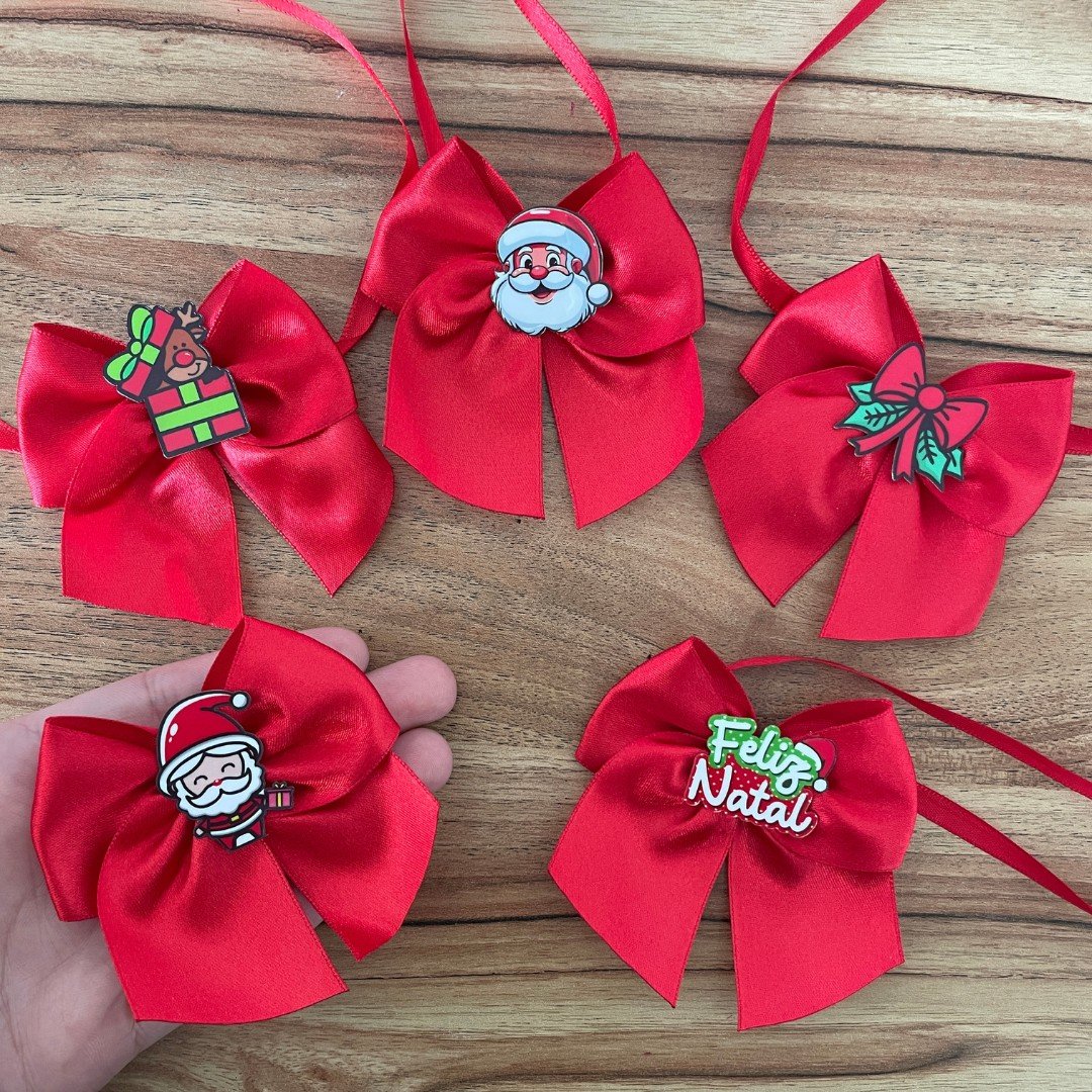 12 gargantilha laco m acrilico natal 10 un sortidas