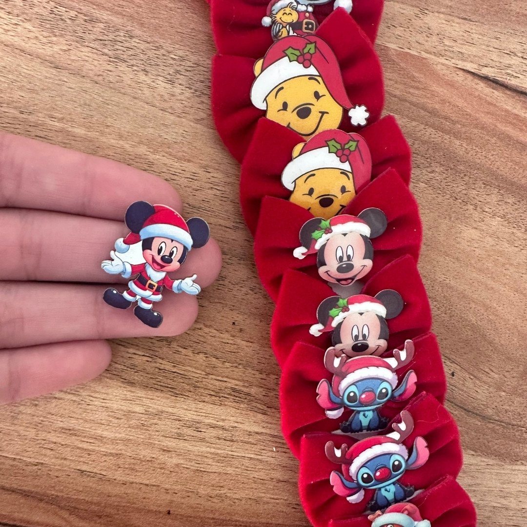 02 kit pet natal laco veludo e adesivo personagens 20 un