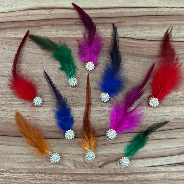 03 lacinho cristal plumas carnaval 10 un sortidas