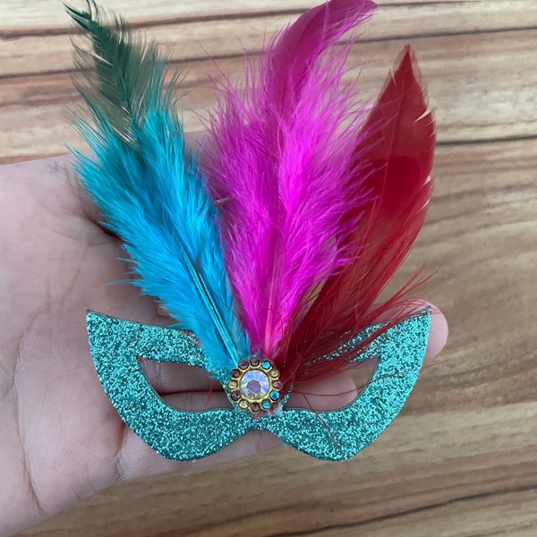 03 adesivo mascara carnaval plumas g 10 un