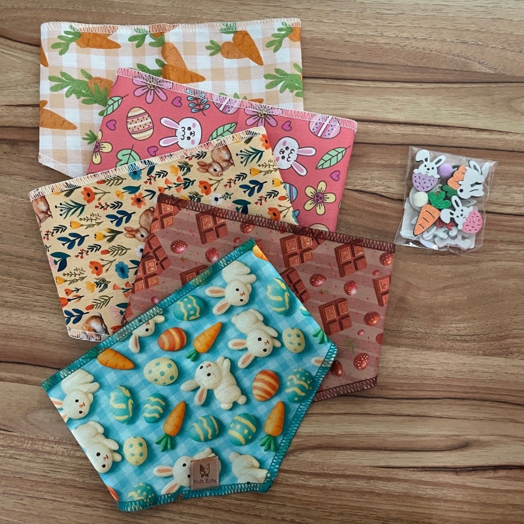 02 kit pet pascoa com bandana 50 un sortidas