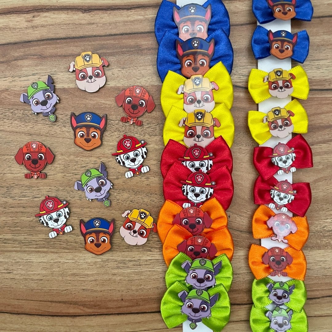 01 kit pet lacos p e m e adesivo patrulha 30 un