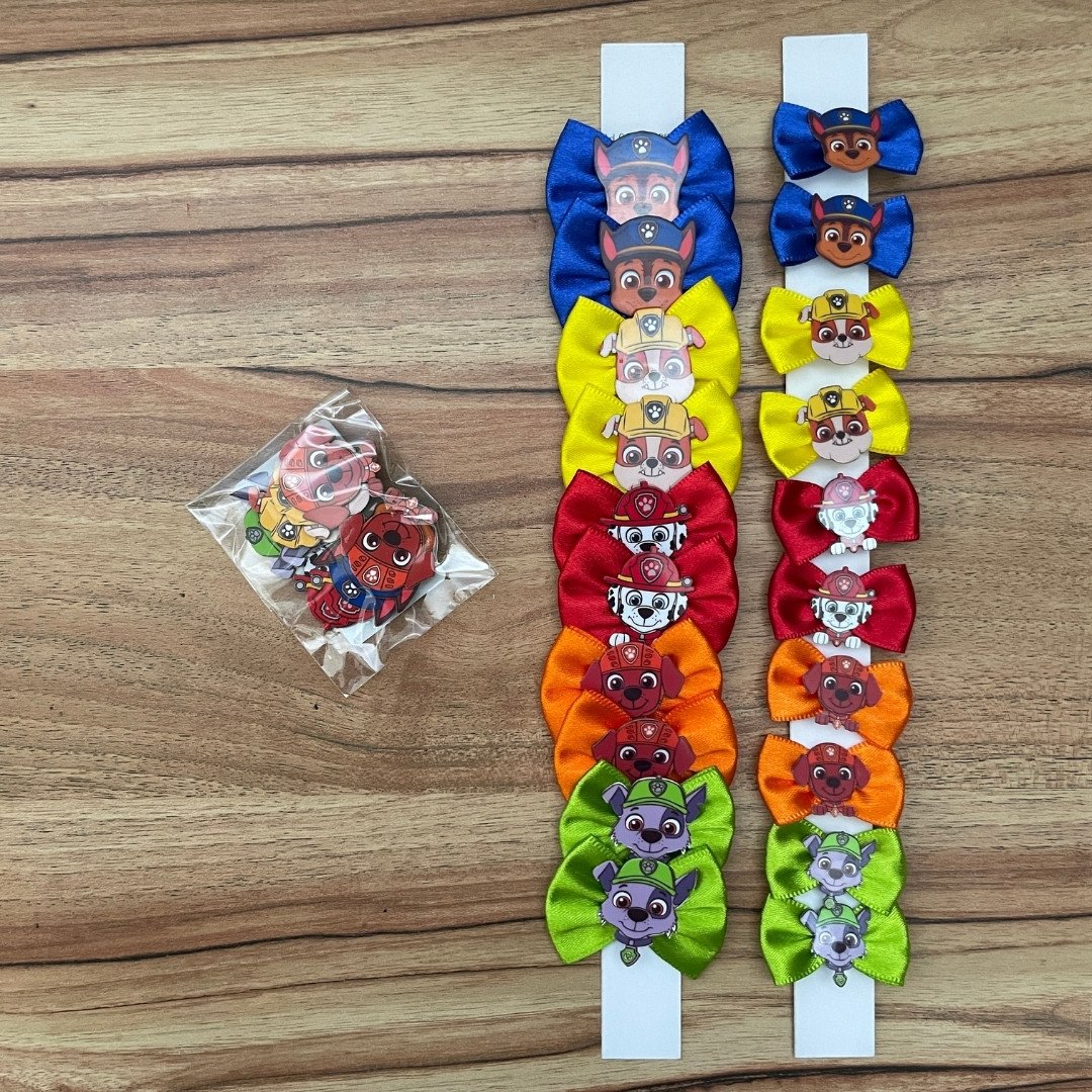 02 kit pet lacos p e m e adesivo patrulha 30 un