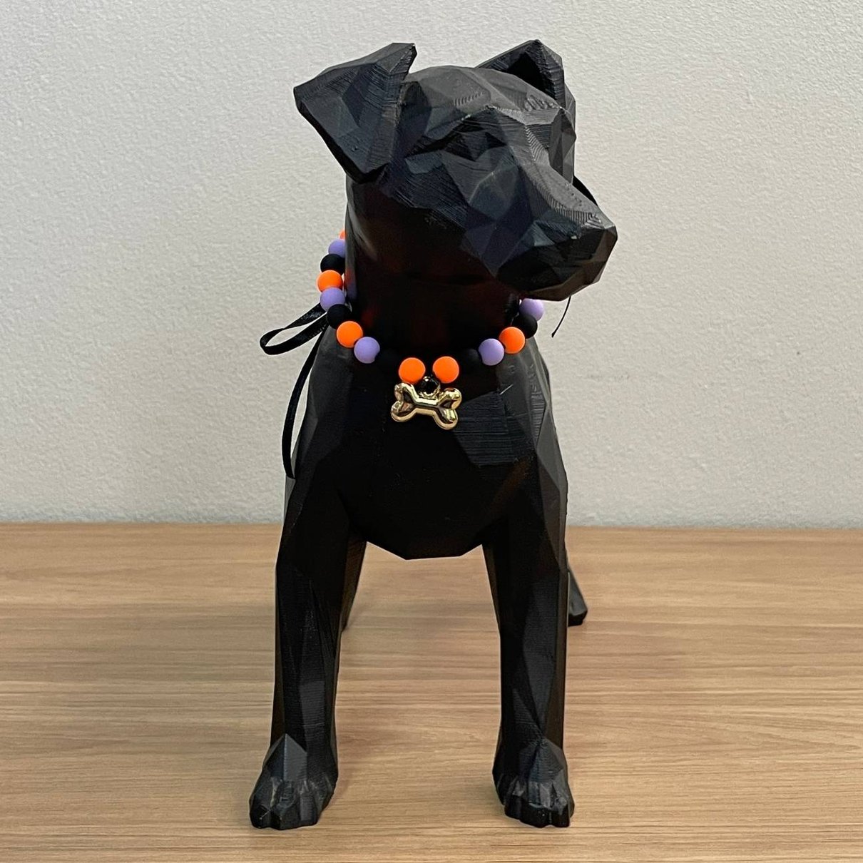 01 colar de perolas p m halloween ossinho laranja lilas e preto 1 un