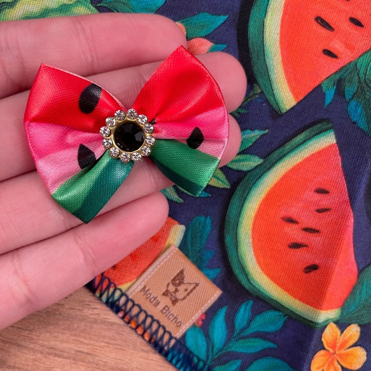 01 kit pet bandana e laco melancia 30 un p m ou g m